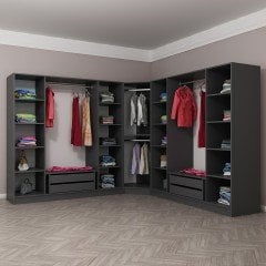 Minar Kale 9 Kapaklı 4 Ç Köşe Dolap Antrasit Dore