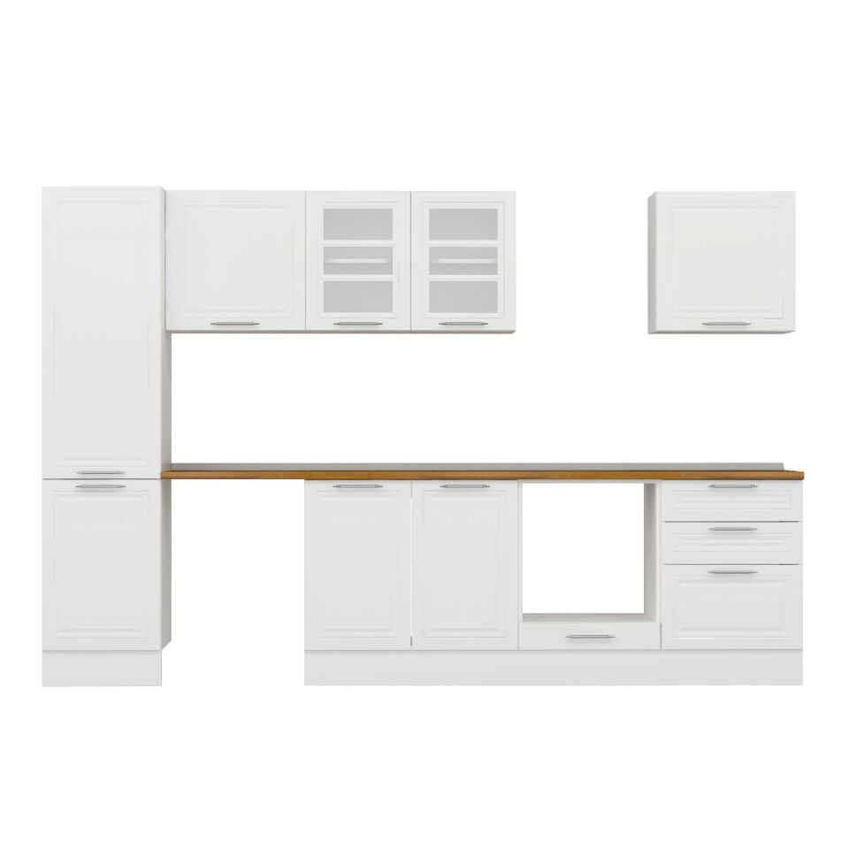 Alvinka 310X210 Cm Klasik Mebran Mutfak Dolabı Mb-E80B50S60-3 Mebran | Beyaz - Mdf