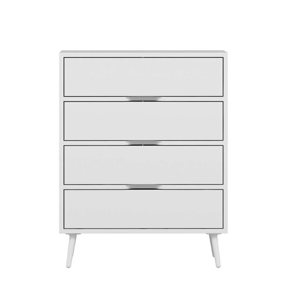 Elina Ayaklı 4 Çekmeceli Şifonyer - Beyaz/Beyaz