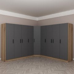 Minar Kale 9 Kapaklı 4 Ç Köşe Dolap Dore Antrasit