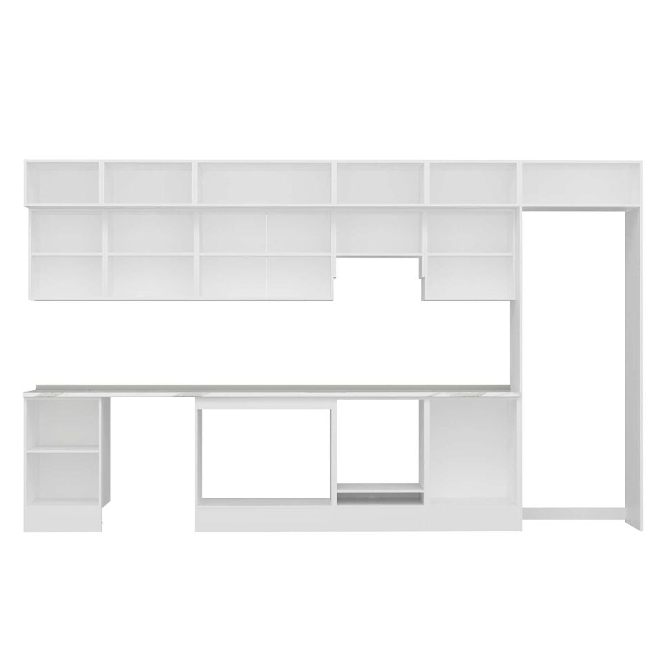 Alvinka 390X240 Cm Klasik Mebran Mutfak Dolabı Mb-E80S50S60-1 Mebran | Antrasit - Suntalam