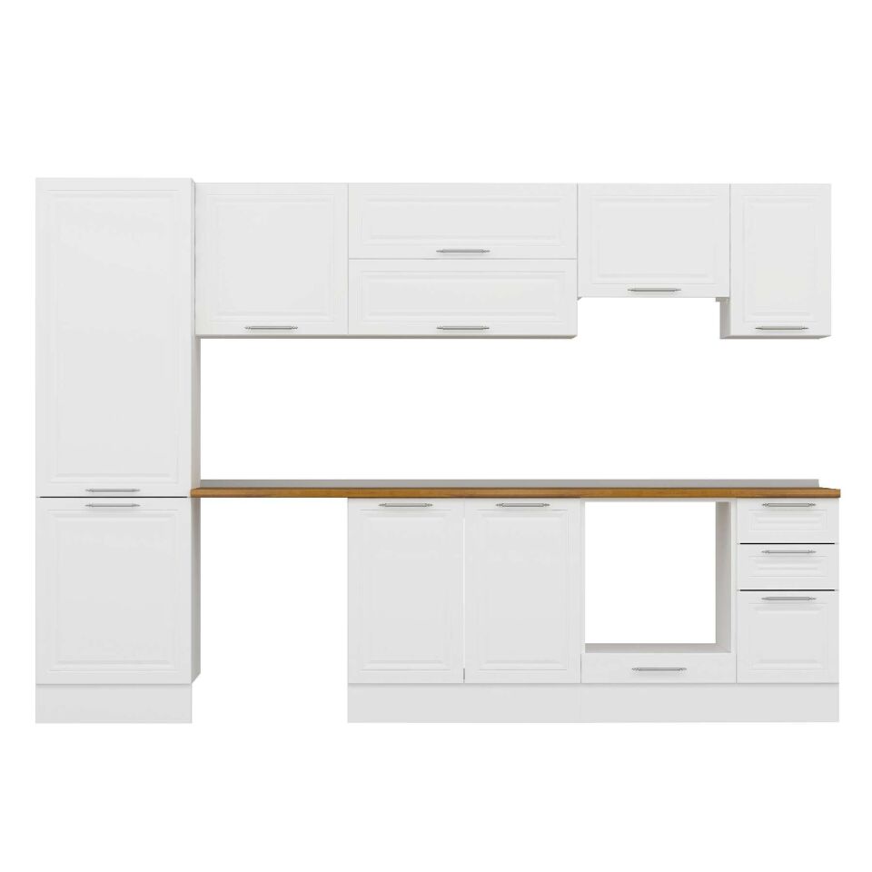 Alvinka 300X210 Cm Klasik Mebran Mutfak Dolabı Mb-E80B60S40-1 Mebran | Beyaz - Suntalam