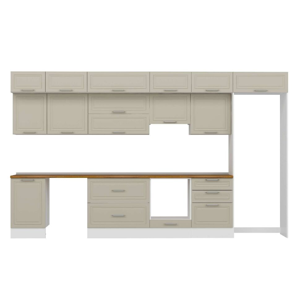 Alvinka 390X240 Cm Klasik Mebran Mutfak Dolabı Mb-E80S50S60-1 Mebran | Kumtaşı - Suntalam