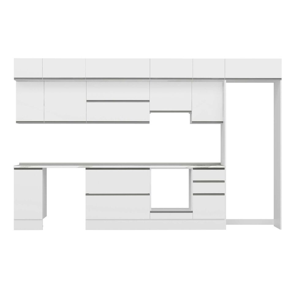 Alvinka 365X240 Cm High Gloss Mutfak Dolabı Mb-E80S40S45-1 High Gloss | Beyaz - Mdf