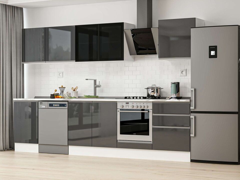 Alvinka 320X210 Cm High Gloss Mutfak Dolabı M-E90S50S60-3