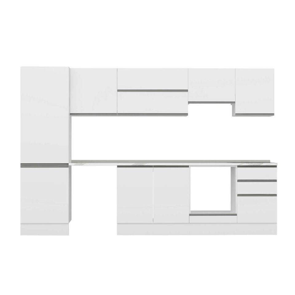 Alvinka 320X210 Cm High Gloss Mutfak Dolabı M-E90S60S50-1 High Gloss | Beyaz - Suntalam