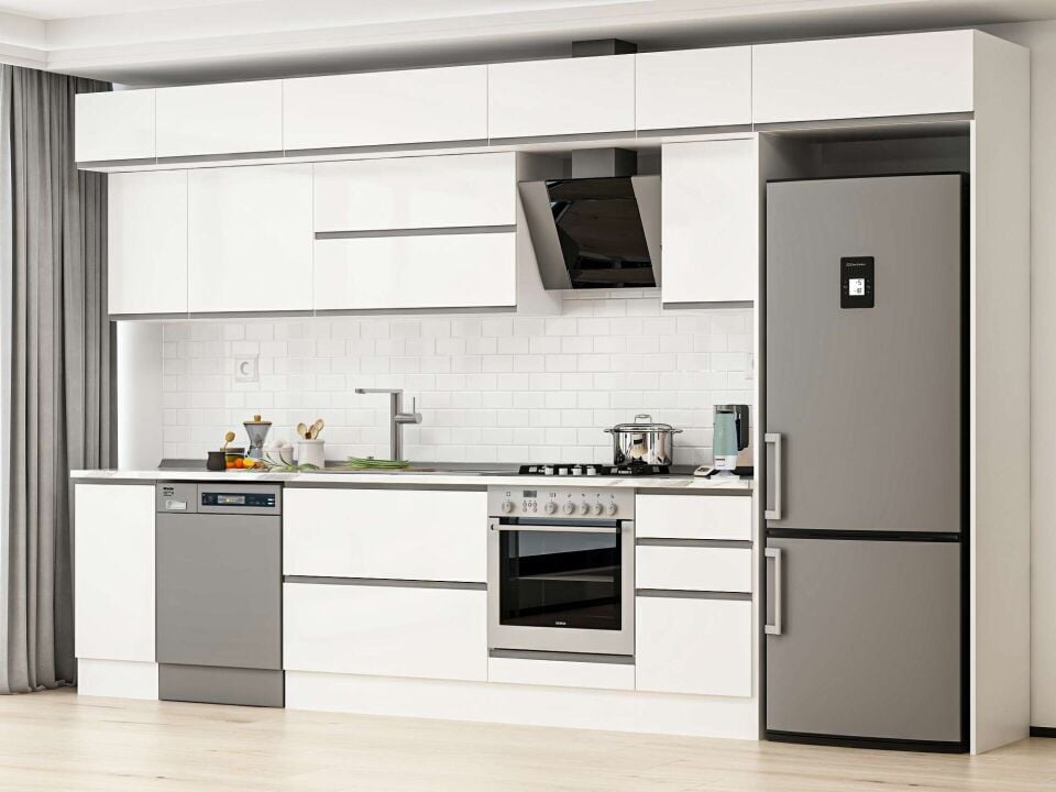 Alvinka 365X240 Cm High Gloss Mutfak Dolabı Mb-E80S40S45-2 High Gloss | Beyaz - Mdf