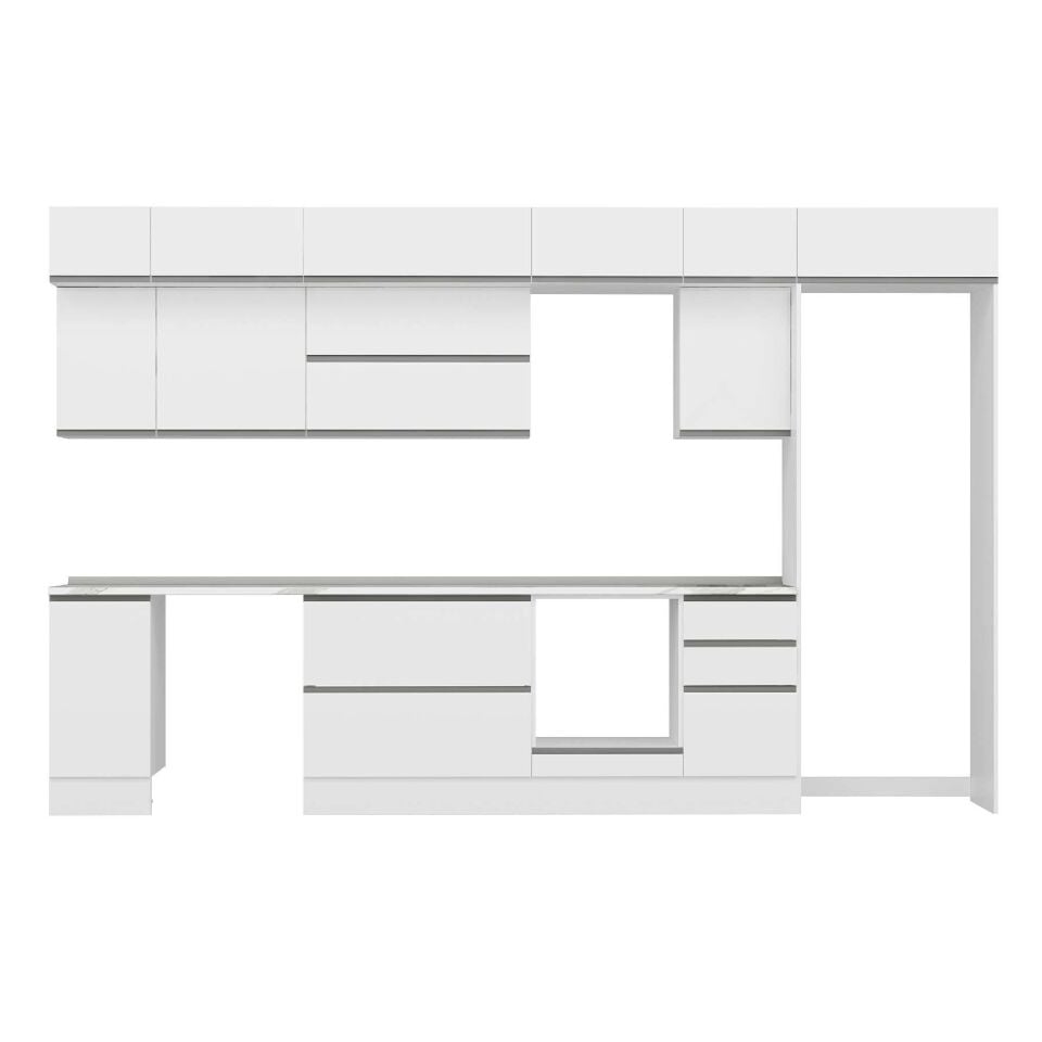 Alvinka 365X240 Cm High Gloss Mutfak Dolabı Mb-E80S40S45-2 High Gloss | Beyaz - Mdf