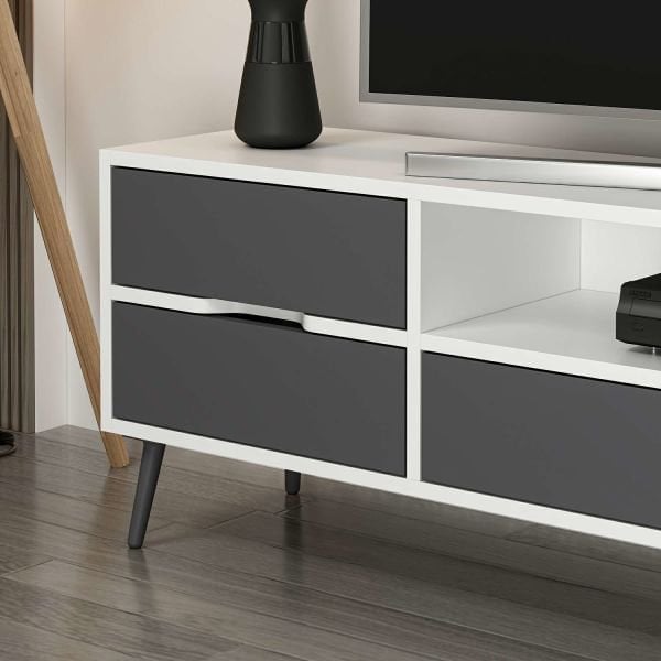 Elina Ayaklı Tv Ünitesi - Beyaz/Antrasit