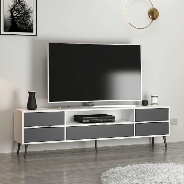 Elina Ayaklı Tv Ünitesi - Beyaz/Antrasit