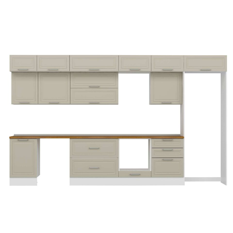 Alvinka 390X240 Cm Klasik Mebran Mutfak Dolabı Mb-E80S50S60-2 Mebran | Kumtaşı - Suntalam