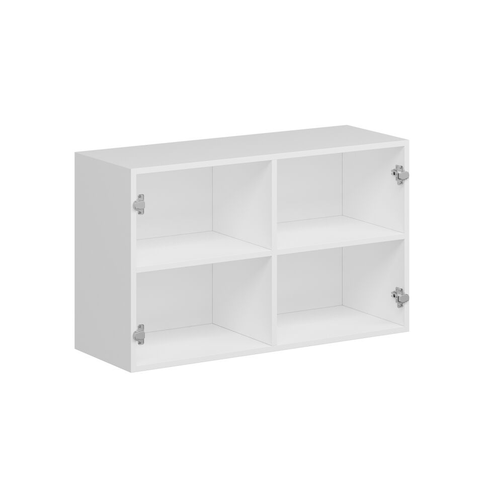 Alvinka Mutfak Modül Mbr_C Üst 2Dk1R 100-H60Cm Dolap Cam Beyaz Beyaz Mdf