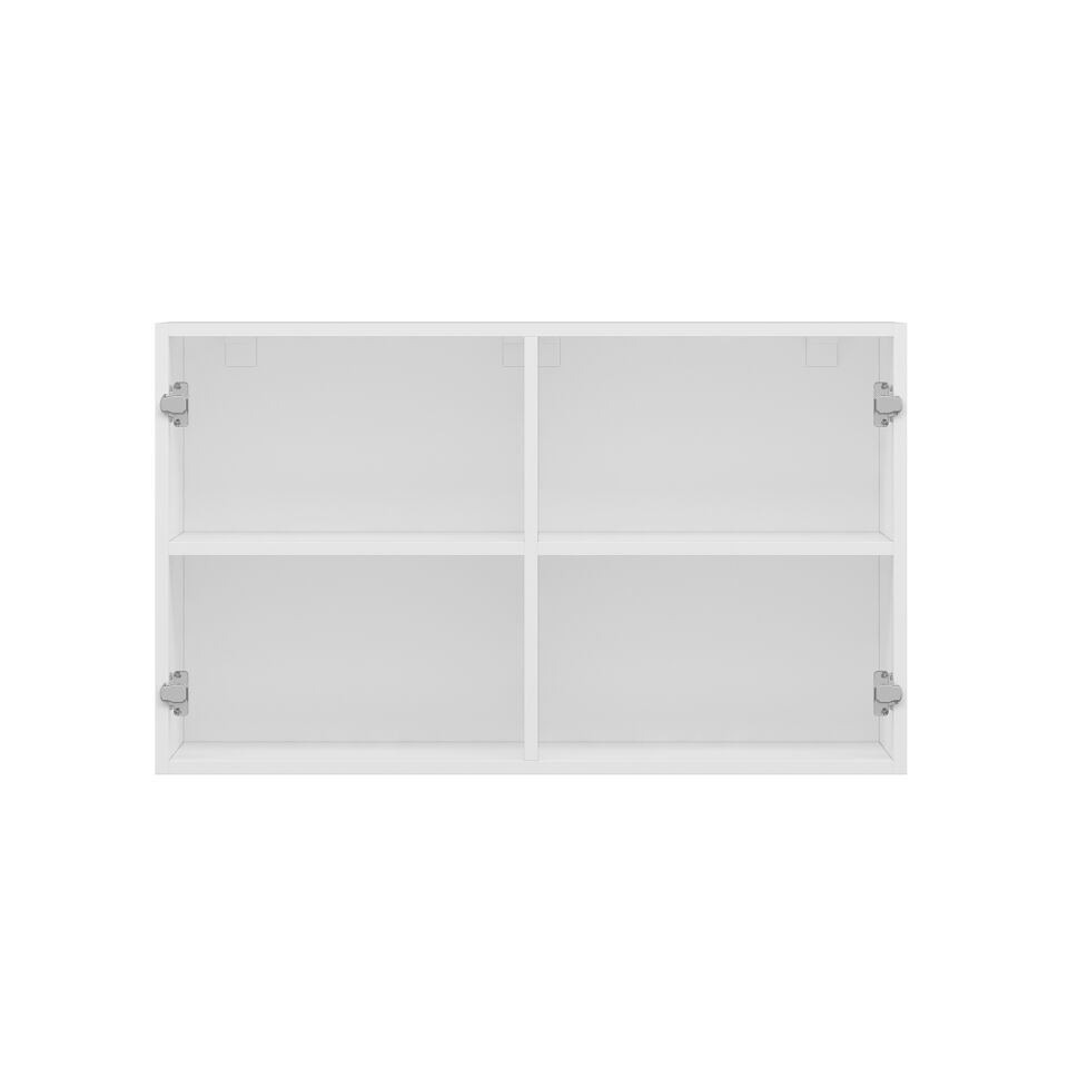 Alvinka Mutfak Modül Mbr_C Üst 2Dk1R 100-H60Cm Dolap Cam Beyaz Beyaz Mdf