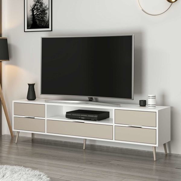 Elina Ayaklı Tv Ünitesi - Beyaz/Kumtaşı