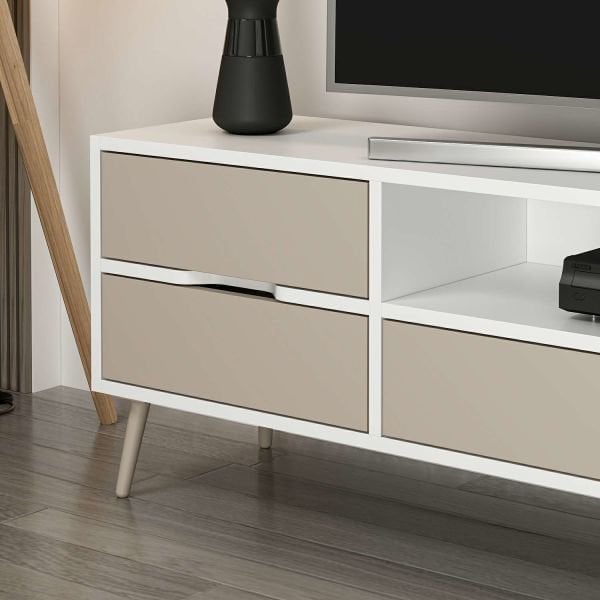 Elina Ayaklı Tv Ünitesi - Beyaz/Kumtaşı