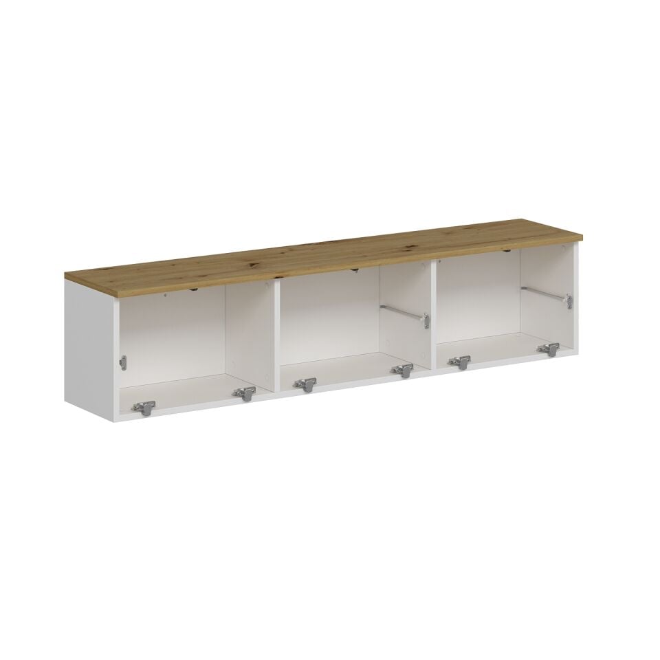 Parion Duvara Monte RGB Led Işıklı Tv Ünitesi - Beyaz/Artisan