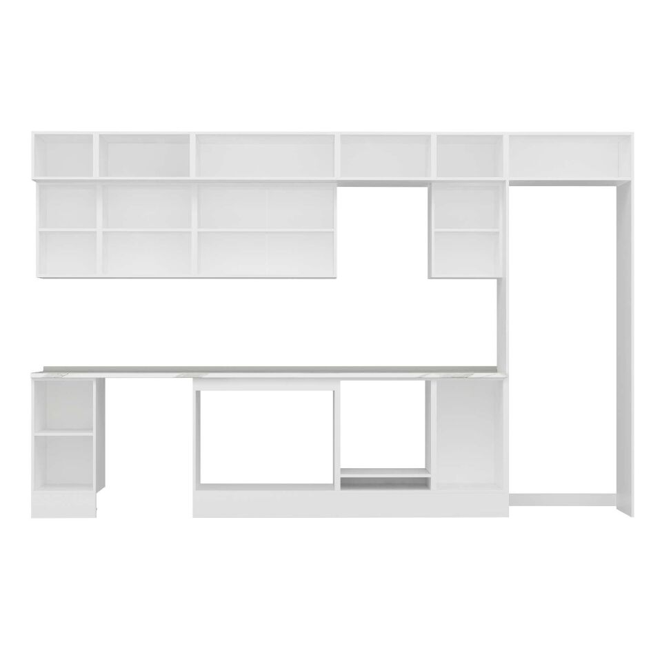 Alvinka 365X240 Cm High Gloss Mutfak Dolabı Mb-E80S40S45-3 High Gloss | Beyaz - Mdf