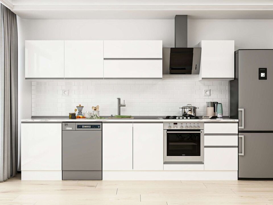 Alvinka 320X210 Cm High Gloss Mutfak Dolabı M-E90S60S50-2