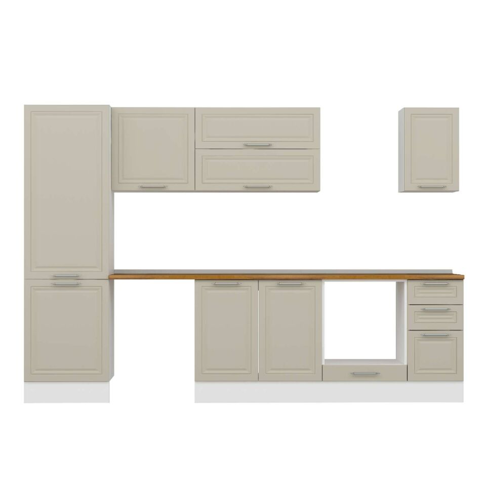Alvinka 300X210 Cm Klasik Mebran Mutfak Dolabı Mb-E80B60S40-2 Mebran | Kumtaşı - Mdf
