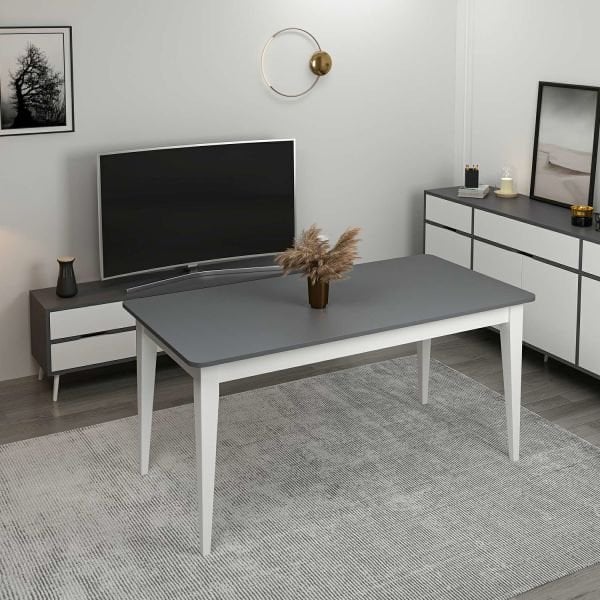 Elina Açılır Yemek Masası - Antrasit/Beyaz