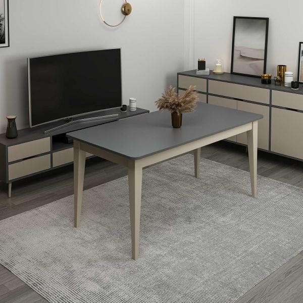 Elina Açılır Yemek Masası - Antrasit/Kumtaşı