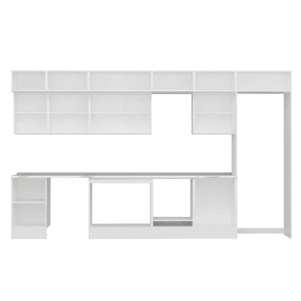 Alvinka 390X240 Cm Klasik Mebran Mutfak Dolabı Mb-E80S50S60-3 Mebran | Antrasit - Mdf