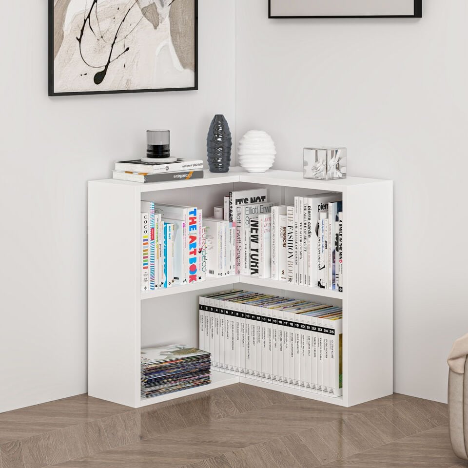 Adel 1 Raflı Köşe Kitaplık - Beyaz