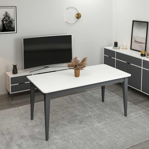 Elina Açılır Yemek Masası - Beyaz/Antrasit