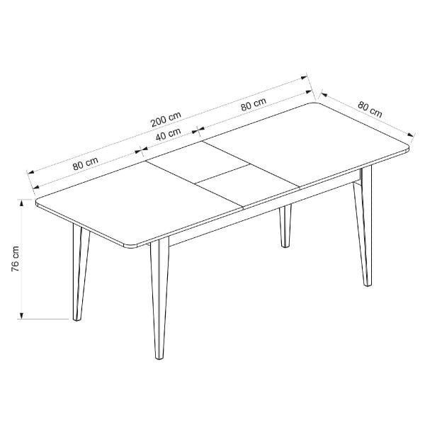 Elina Açılır Yemek Masası - Beyaz/Antrasit