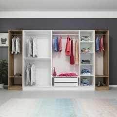 Kale 7 Kapaklı 2Ç Dolap - Beyaz Dore