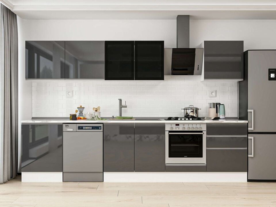 Alvinka 330X210 Cm High Gloss Mutfak Dolabı M-E90S60S60-3