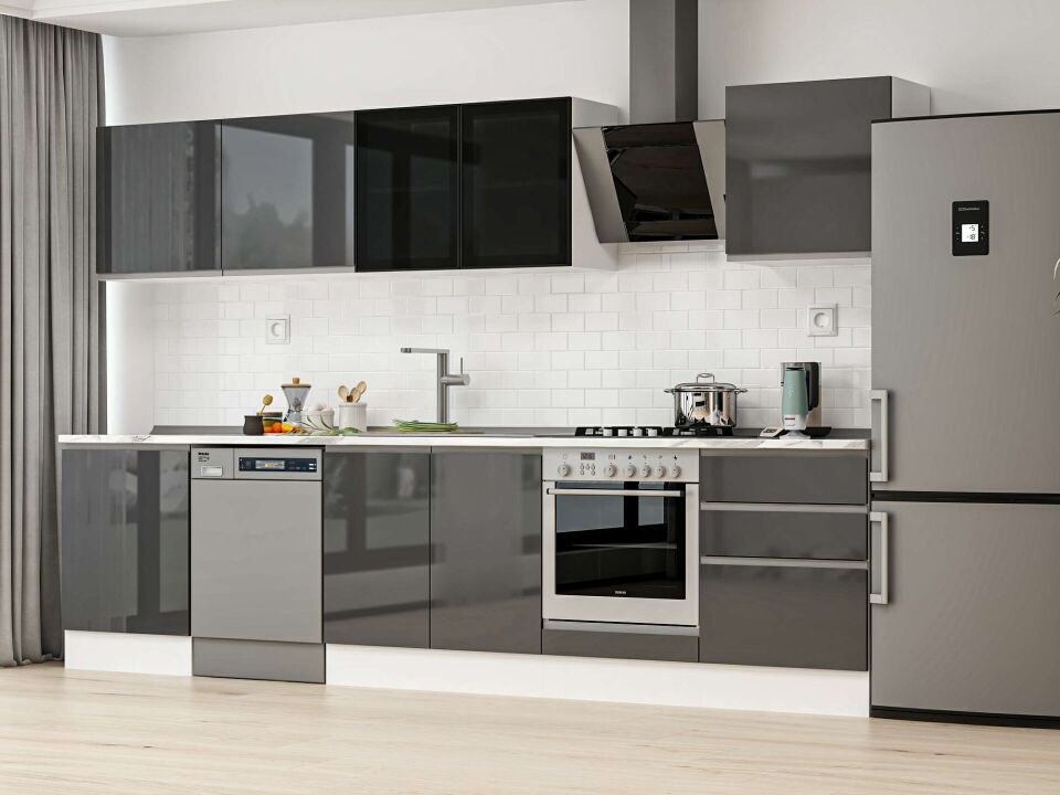 Alvinka 330X210 Cm High Gloss Mutfak Dolabı M-E90S60S60-3
