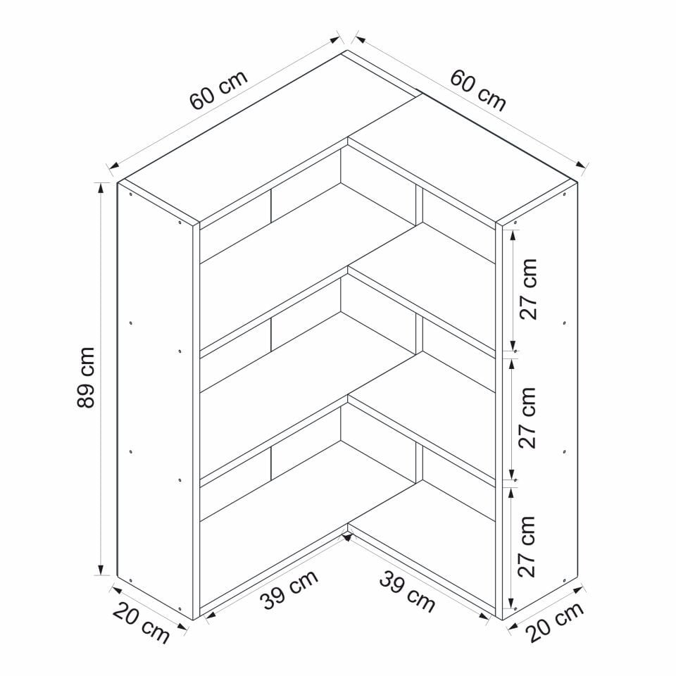 Adel 2 Raflı Köşe Kitaplık - Beyaz