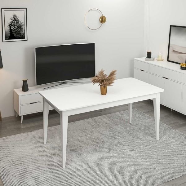 Elina Açılır Yemek Masası - Beyaz/Beyaz