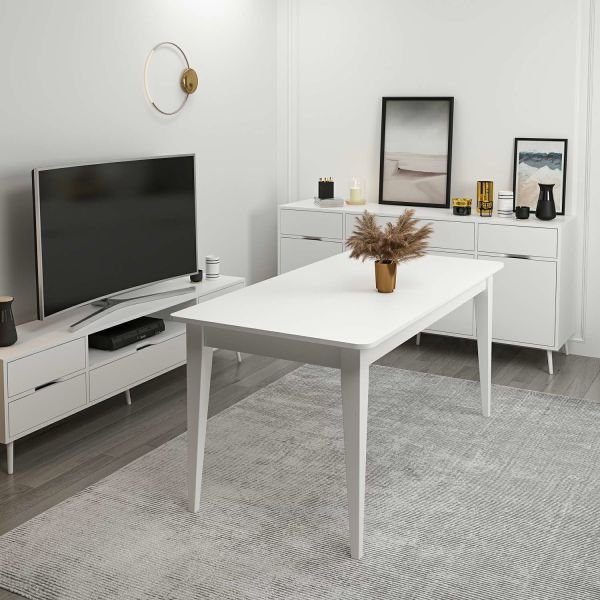 Elina Açılır Yemek Masası - Beyaz/Beyaz