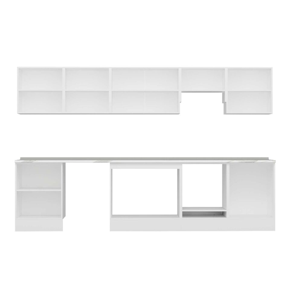 Alvinka 330X210 Cm High Gloss Mutfak Dolabı M-E90S60S60-1 High Gloss | Beyaz - Suntalam