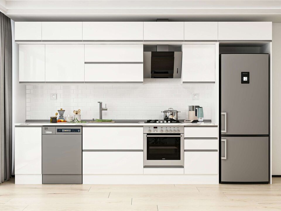 Alvinka 370X240 Cm High Gloss Mutfak Dolabı Mb-E80S40S50-2 High Gloss | Beyaz - Mdf