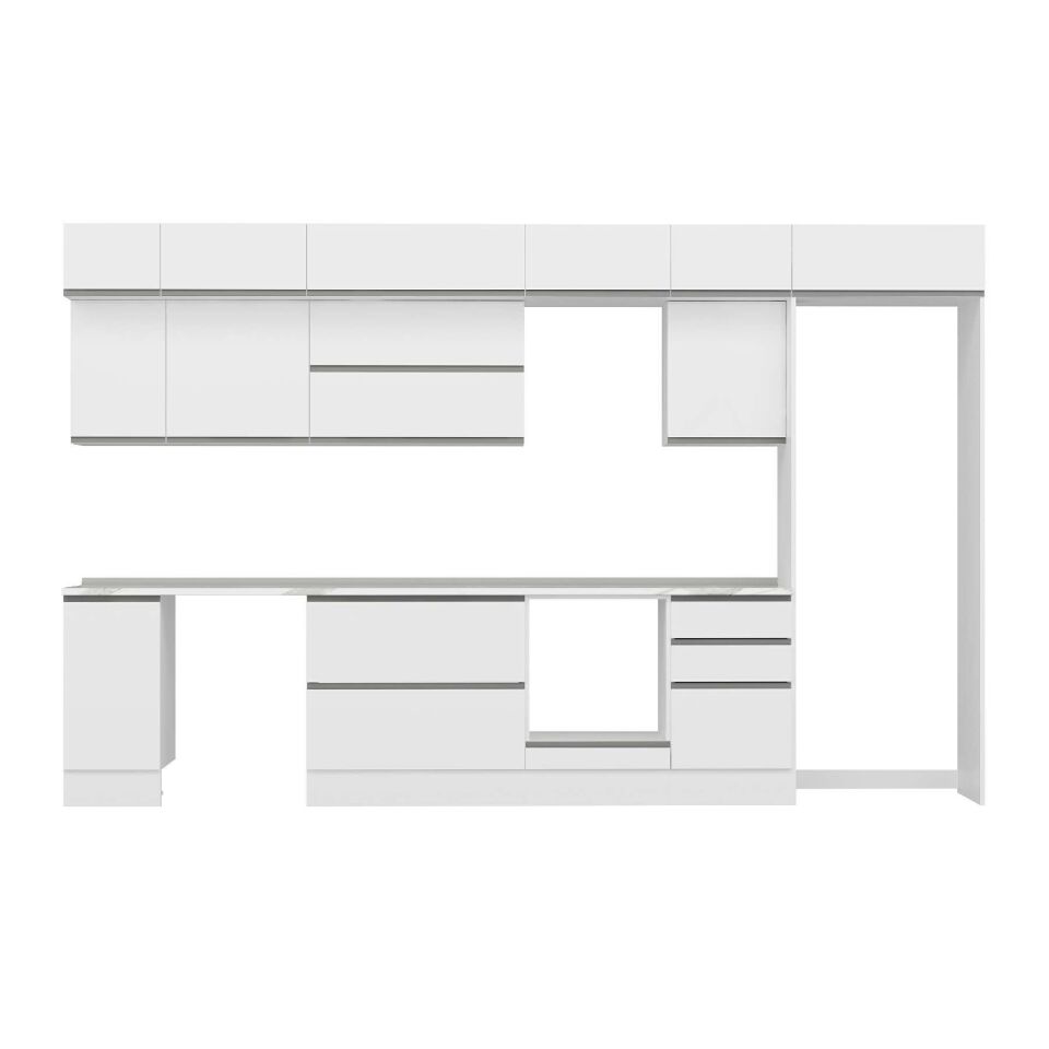 Alvinka 370X240 Cm High Gloss Mutfak Dolabı Mb-E80S40S50-2 High Gloss | Beyaz - Mdf