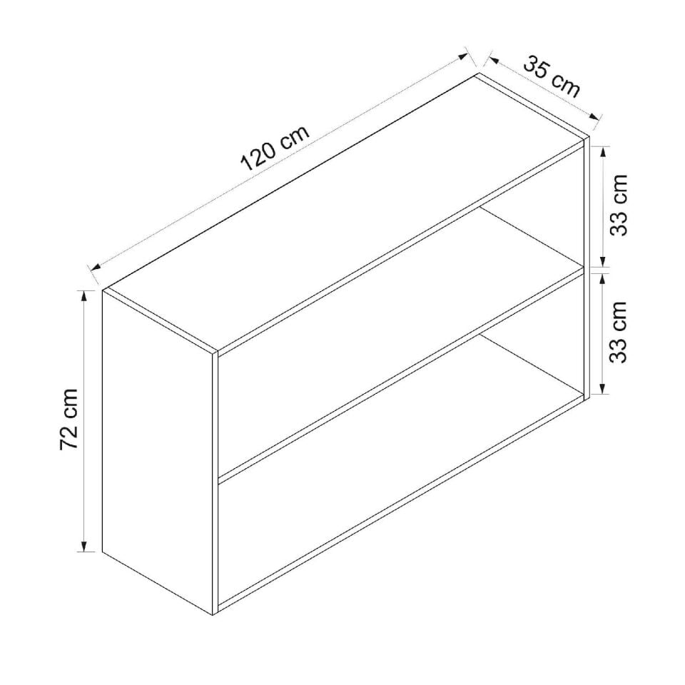 Alvinka Mutfak Modül Hg_J Üst 2Dk1R 120-H72Cm Dolap Beyaz Antrasit