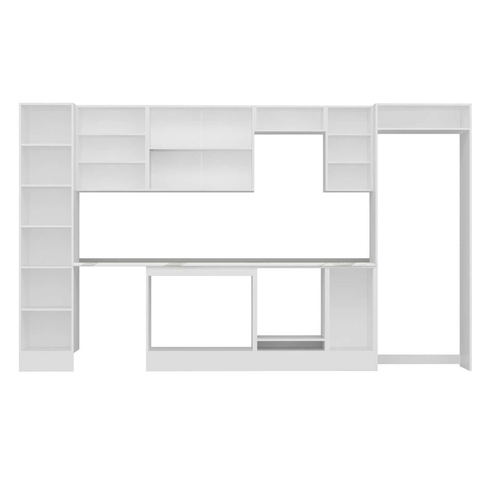 Alvinka 365X222 Cm Klasik Mebran Mutfak Dolabı Mbb-E80B45S40-2 Mebran | Antrasit - Mdf