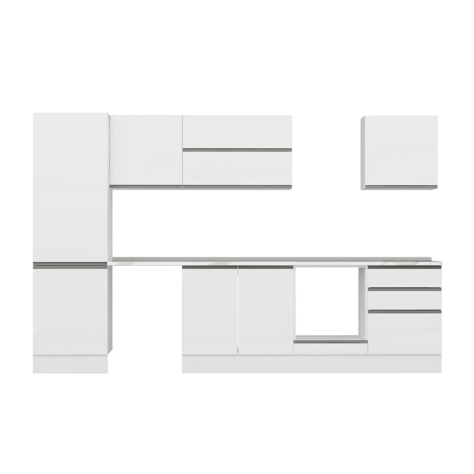 Alvinka 330X210 Cm High Gloss Mutfak Dolabı M-E90S60S60-2 High Gloss | Beyaz - Suntalam