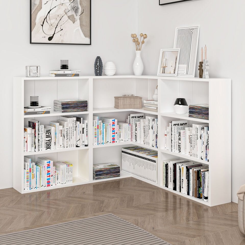 Adel Köşe Kitaplık Set 2 - Beyaz