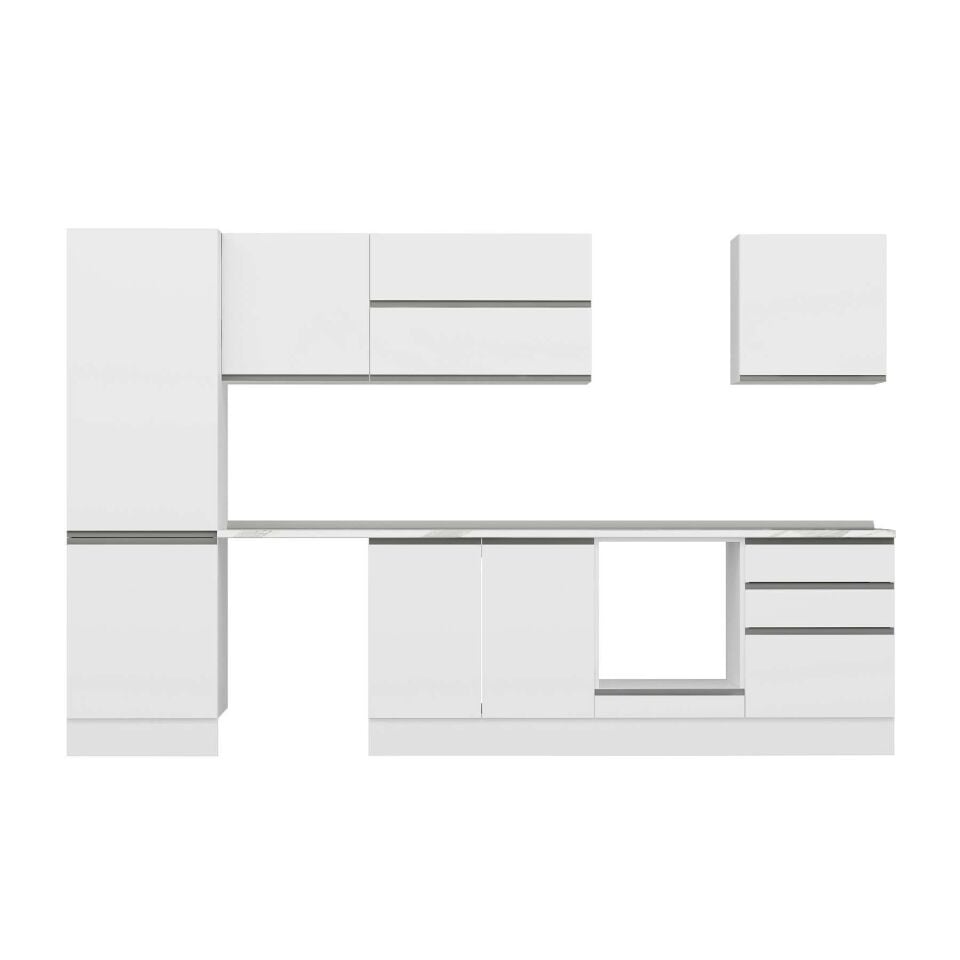 Alvinka 330X210 Cm High Gloss Mutfak Dolabı M-E90S60S60-2 High Gloss | Beyaz - Mdf