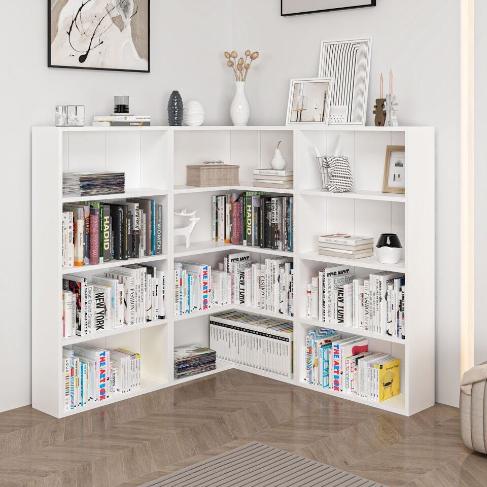 Adel Köşe Kitaplık Set 3 - Beyaz