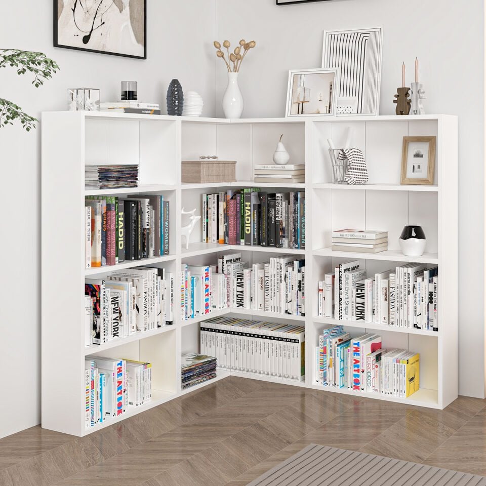 Adel Köşe Kitaplık Set 3 - Beyaz