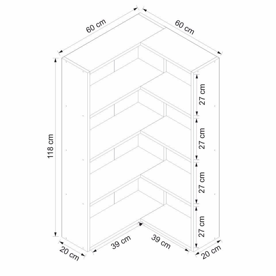 Adel Köşe Kitaplık Set 3 - Beyaz