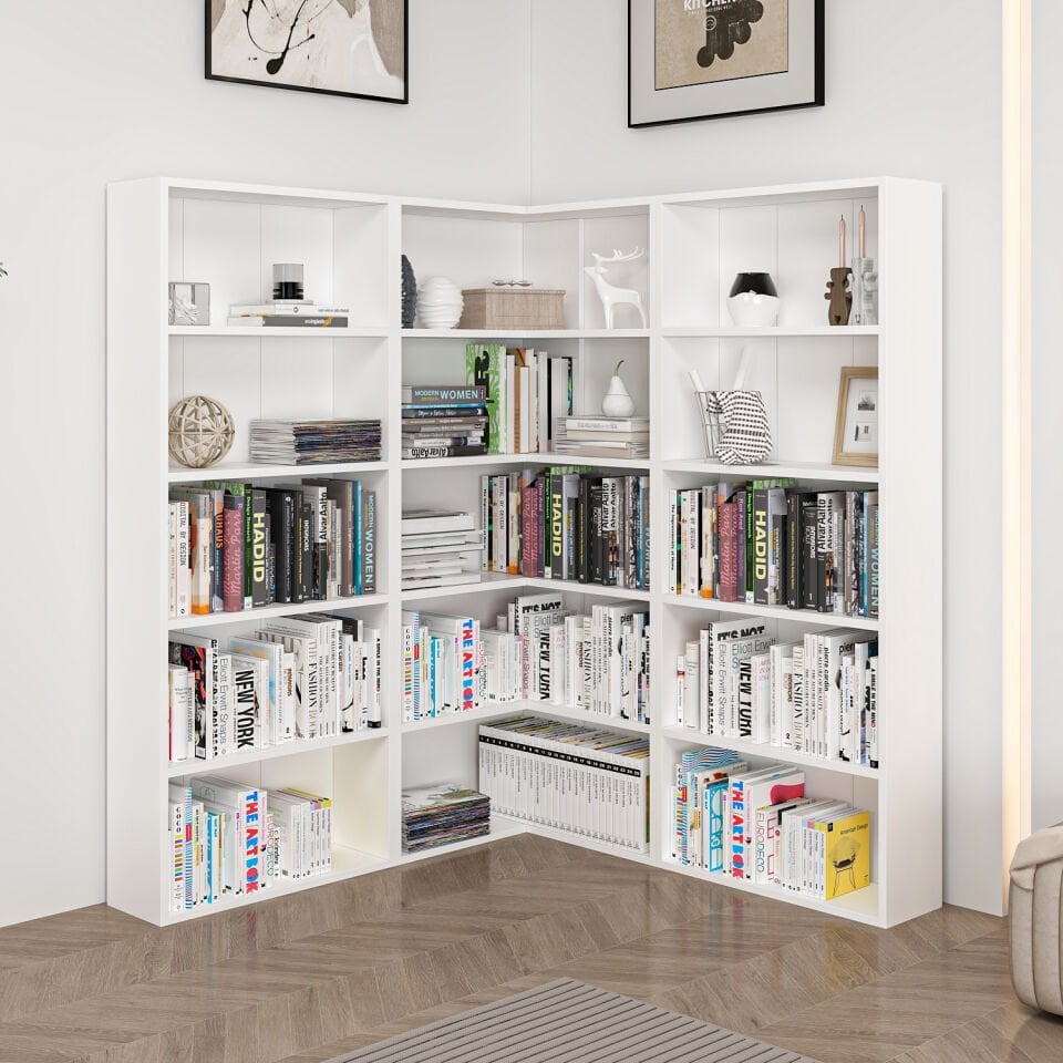 Adel Köşe Kitaplık Set 4 - Beyaz