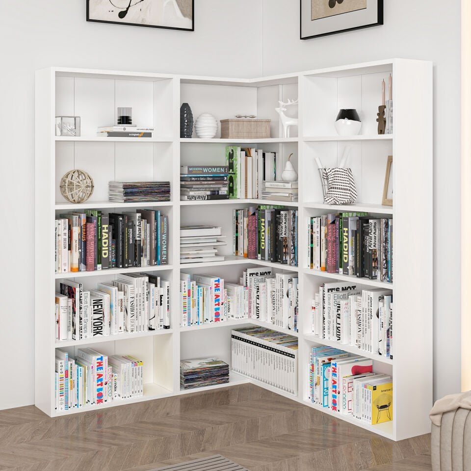 Adel Köşe Kitaplık Set 4 - Beyaz