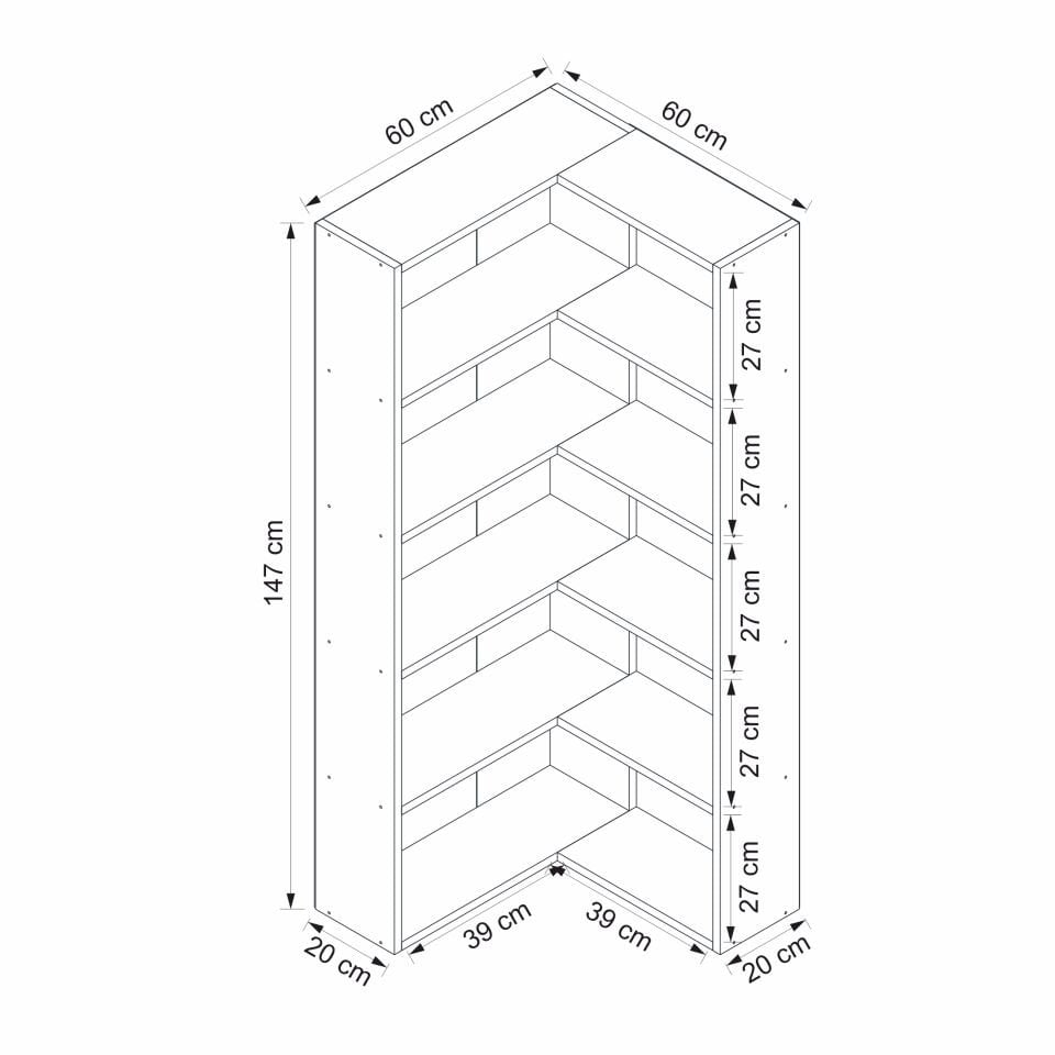 Adel Köşe Kitaplık Set 4 - Beyaz