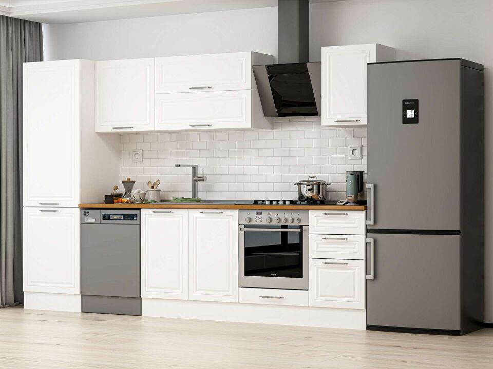 Alvinka 305X210 Cm Klasik Mebran Mutfak Dolabı Mb-E80B60S45-2 Mebran | Beyaz - Suntalam